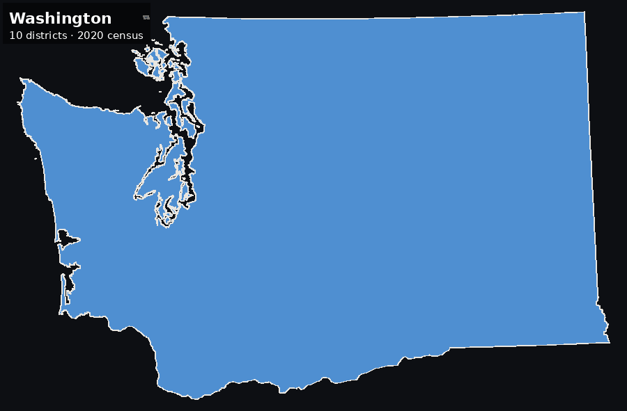 Animation of Washington being divided into 10 districts